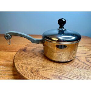 Vintage Farberware 1 Quart Saucepan with Lid NYC USA Aluminum Clad Stainless Ste